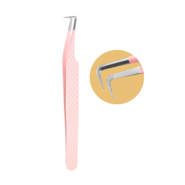 PL-01 PINK FIBER TWEEZERS FOR EYELASH EXTENSION