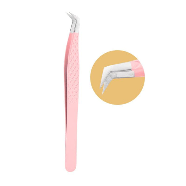 PL-03 PINK FIBER TWEEZERS FOR EYELASH EXTENSION