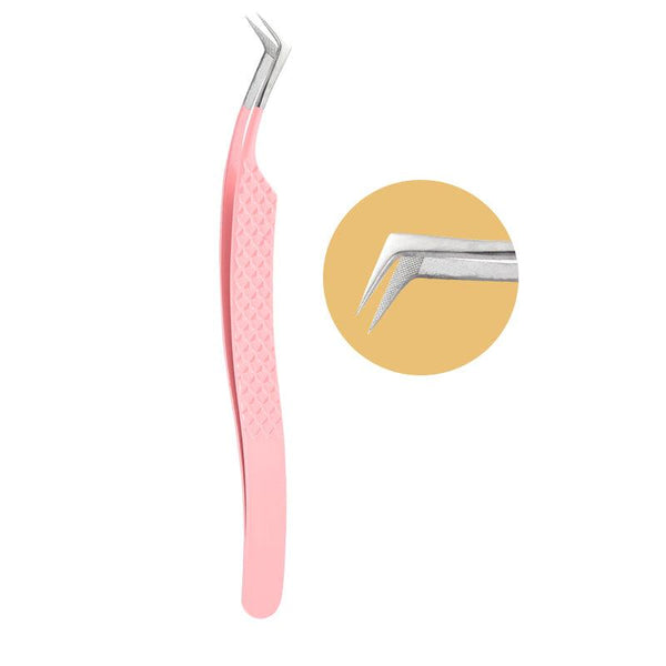 PL-04 PINK FIBER TWEEZERS FOR EYELASH EXTENSION