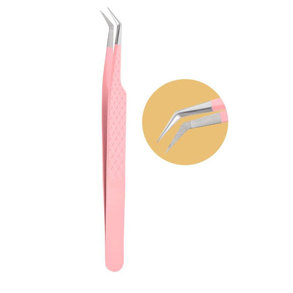 PL-07 PINK FIBER TWEEZERS FOR EYELASH EXTENSION