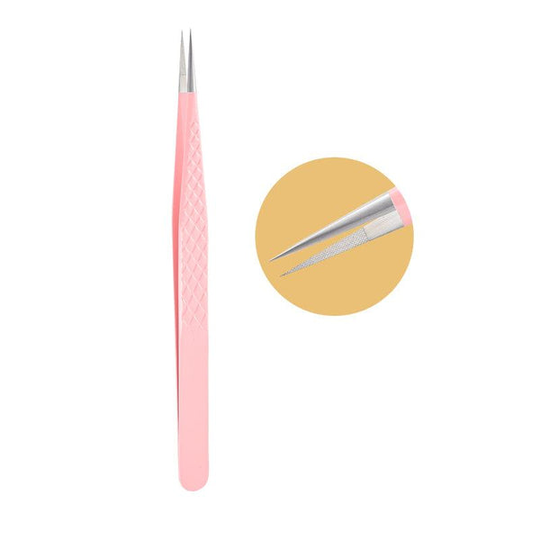 PL-09 PINK FIBER TWEEZERS FOR EYELASH EXTENSION