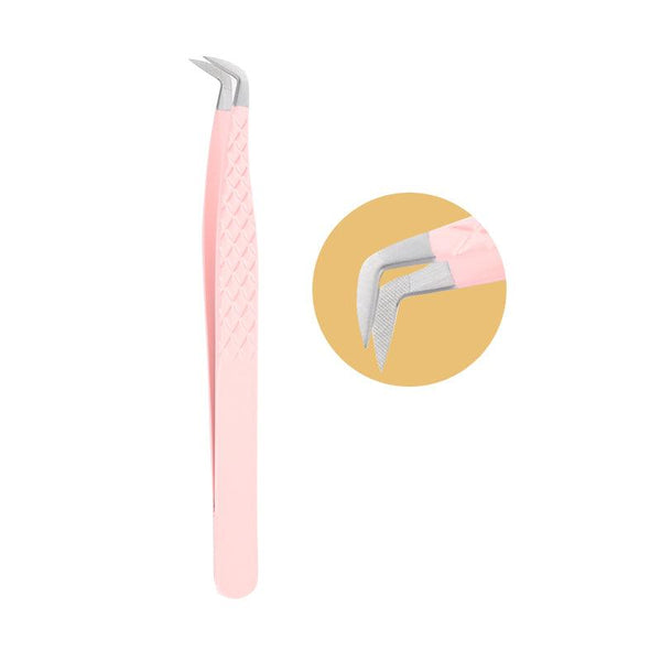 PL-10 PINK FIBER TWEEZERS FOR EYELASH EXTENSION